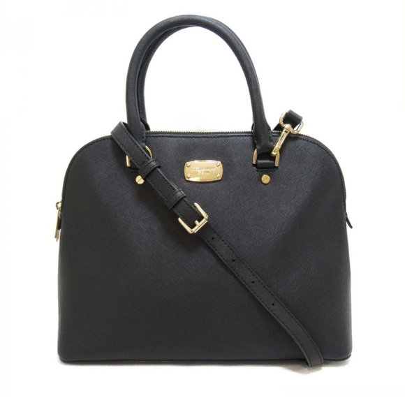 Michael Kors Cindy Dome Saffiano Satchel Black Size Medium Bags